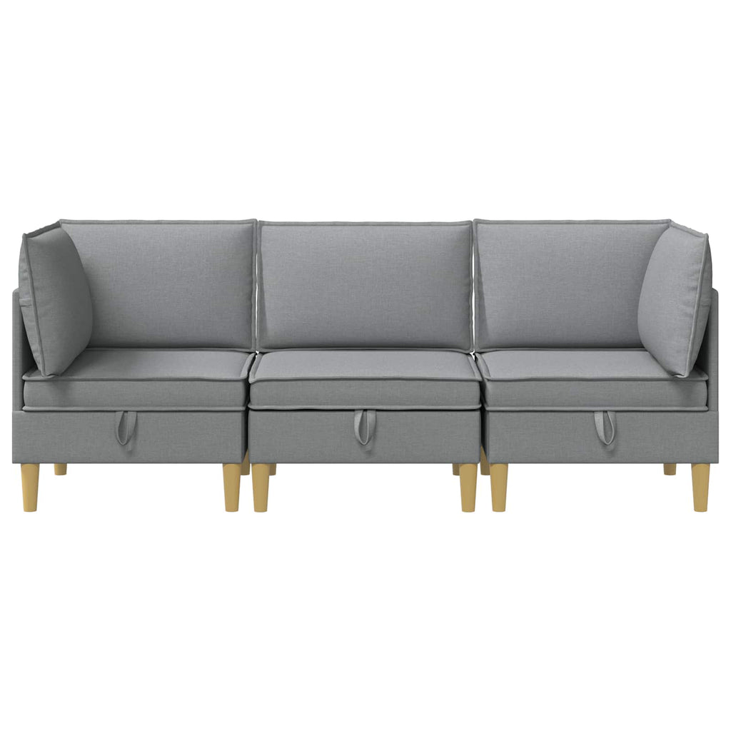 vidaXL Modular Sofa Set mit Stauraum 3 pcs Hellgrau Stoff