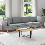 vidaXL Modular Sofa Set mit Stauraum 4 pcs Hellgrau Stoff