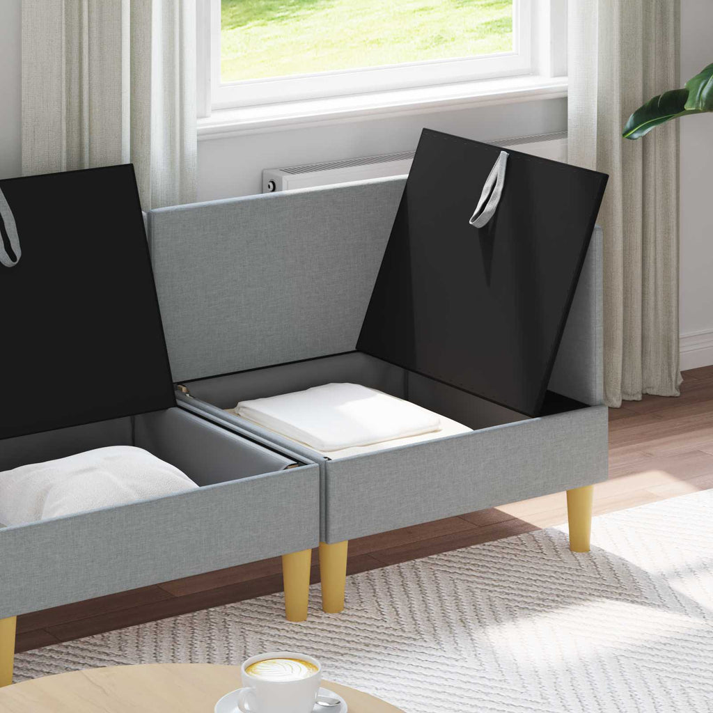 vidaXL Modular Sofa Set mit Stauraum 4 pcs Hellgrau Stoff