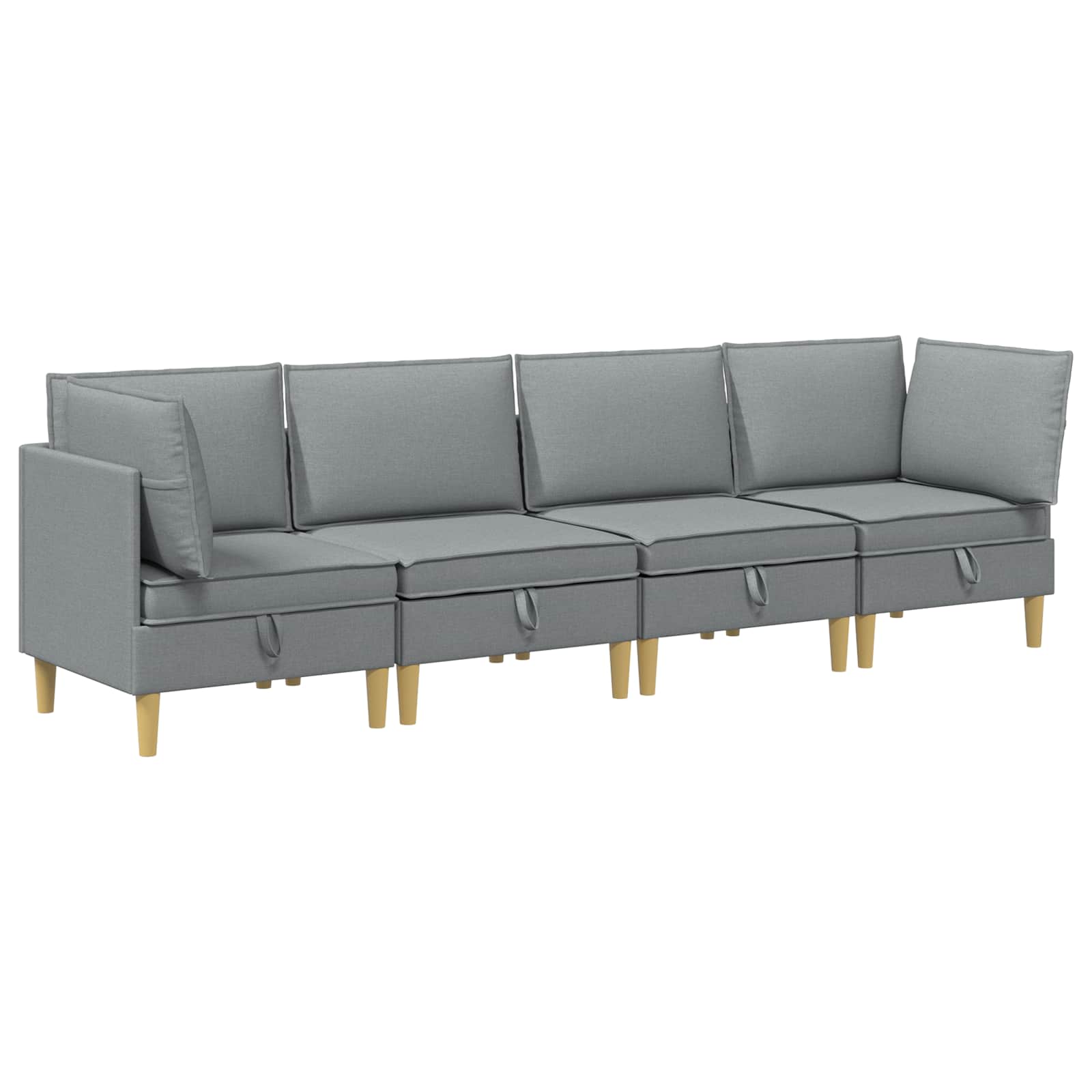 vidaXL Modular Sofa Set mit Stauraum 4 pcs Hellgrau Stoff