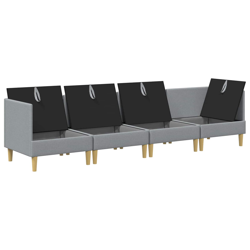 vidaXL Modular Sofa Set mit Stauraum 4 pcs Hellgrau Stoff