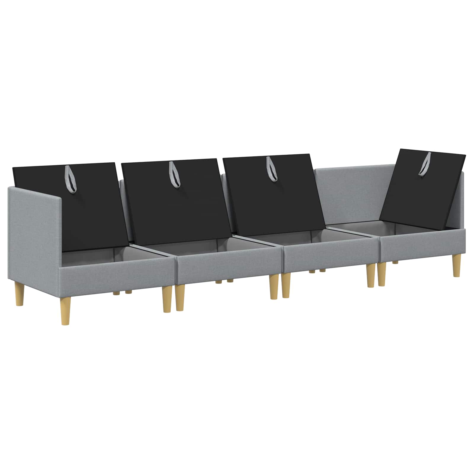 vidaXL Modular Sofa Set mit Stauraum 4 pcs Hellgrau Stoff