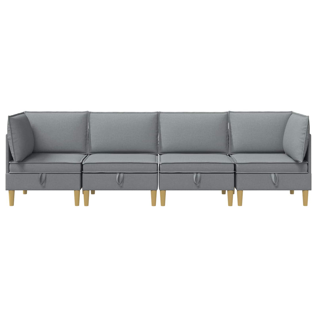 vidaXL Modular Sofa Set mit Stauraum 4 pcs Hellgrau Stoff