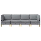 vidaXL Modular Sofa Set mit Stauraum 4 pcs Hellgrau Stoff