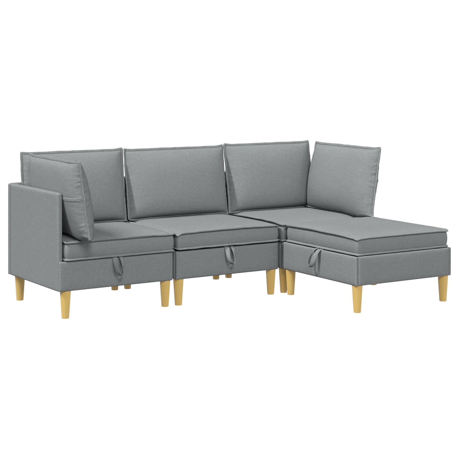 vidaXL Wohnzimmergarnitur mit Kissen mit Speicher 4 pcs Hellgrau Stoff