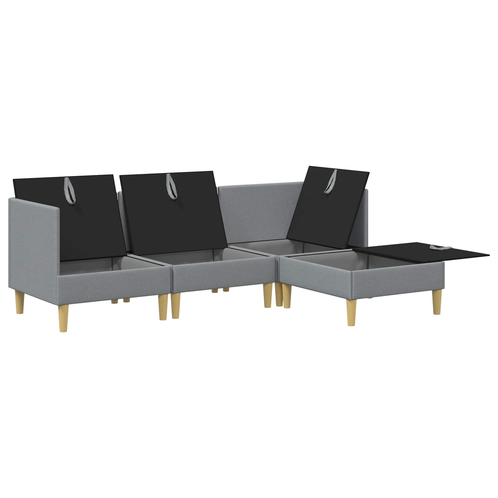 vidaXL Wohnzimmergarnitur mit Kissen mit Speicher 4 pcs Hellgrau Stoff