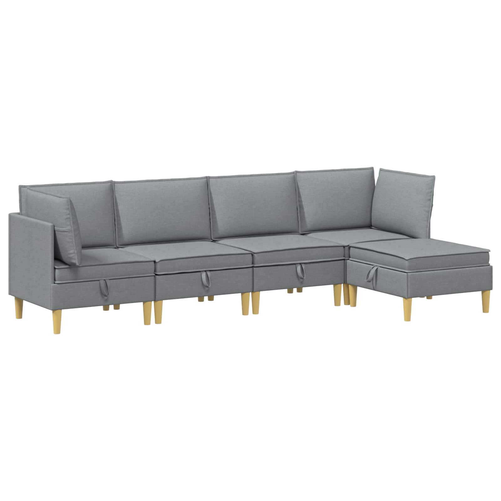 vidaXL Modular Sofa Set mit Stauraum 5 pcs Hellgrau Stoff