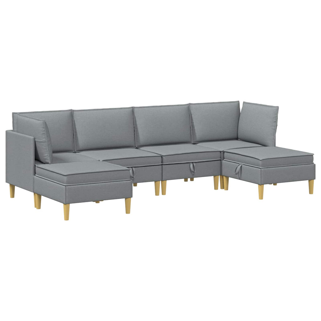 vidaXL Modular Sofa Set mit Stauraum 6 pcs Hellgrau Stoff