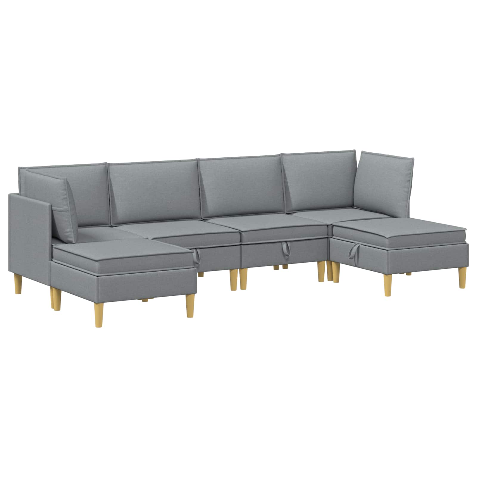 vidaXL Modular Sofa Set mit Stauraum 6 pcs Hellgrau Stoff