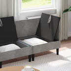 vidaXL Wohnzimmergarnitur mit Kissen mit Speicher 3 pcs Hellgrau Samt