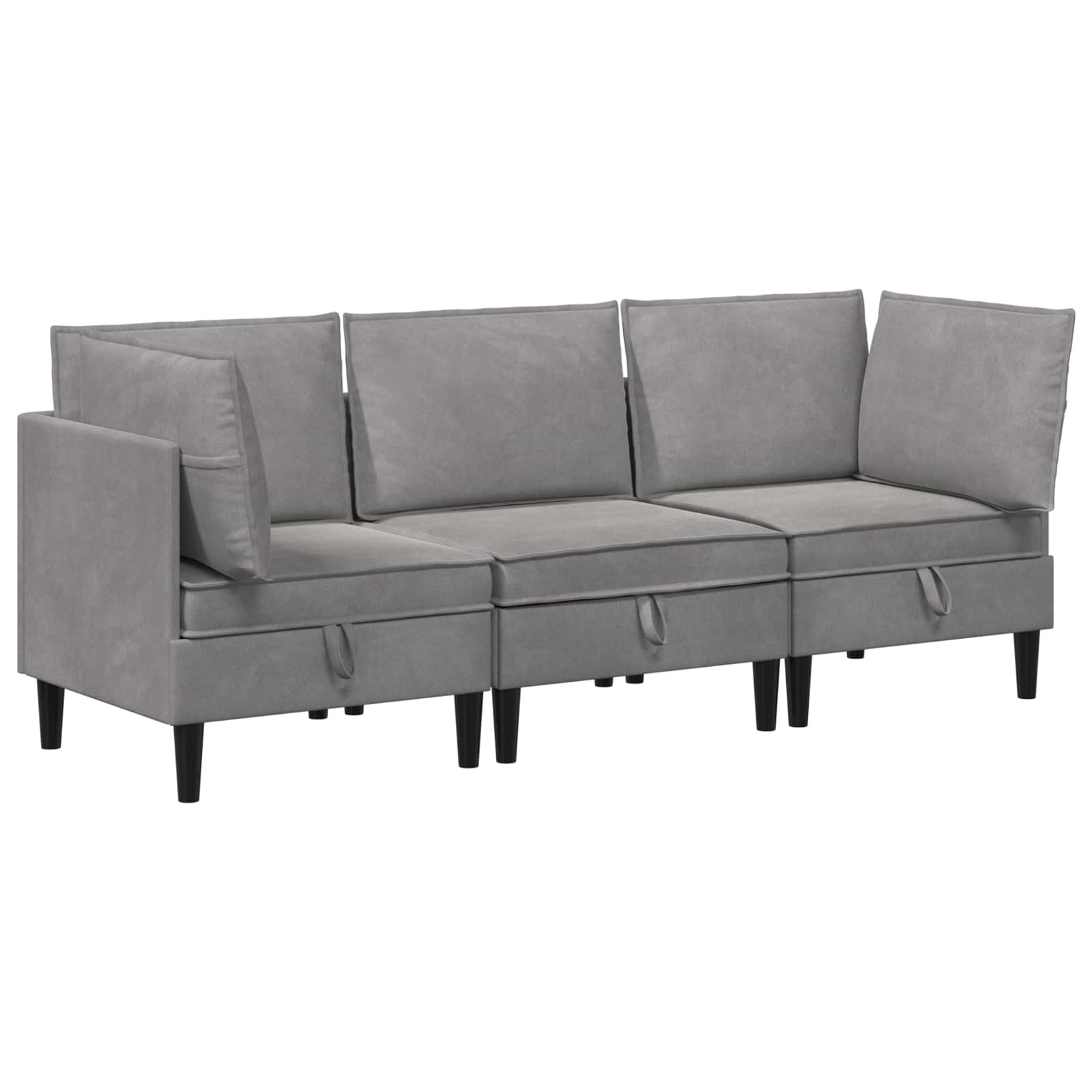 vidaXL Wohnzimmergarnitur mit Kissen mit Speicher 3 pcs Hellgrau Samt