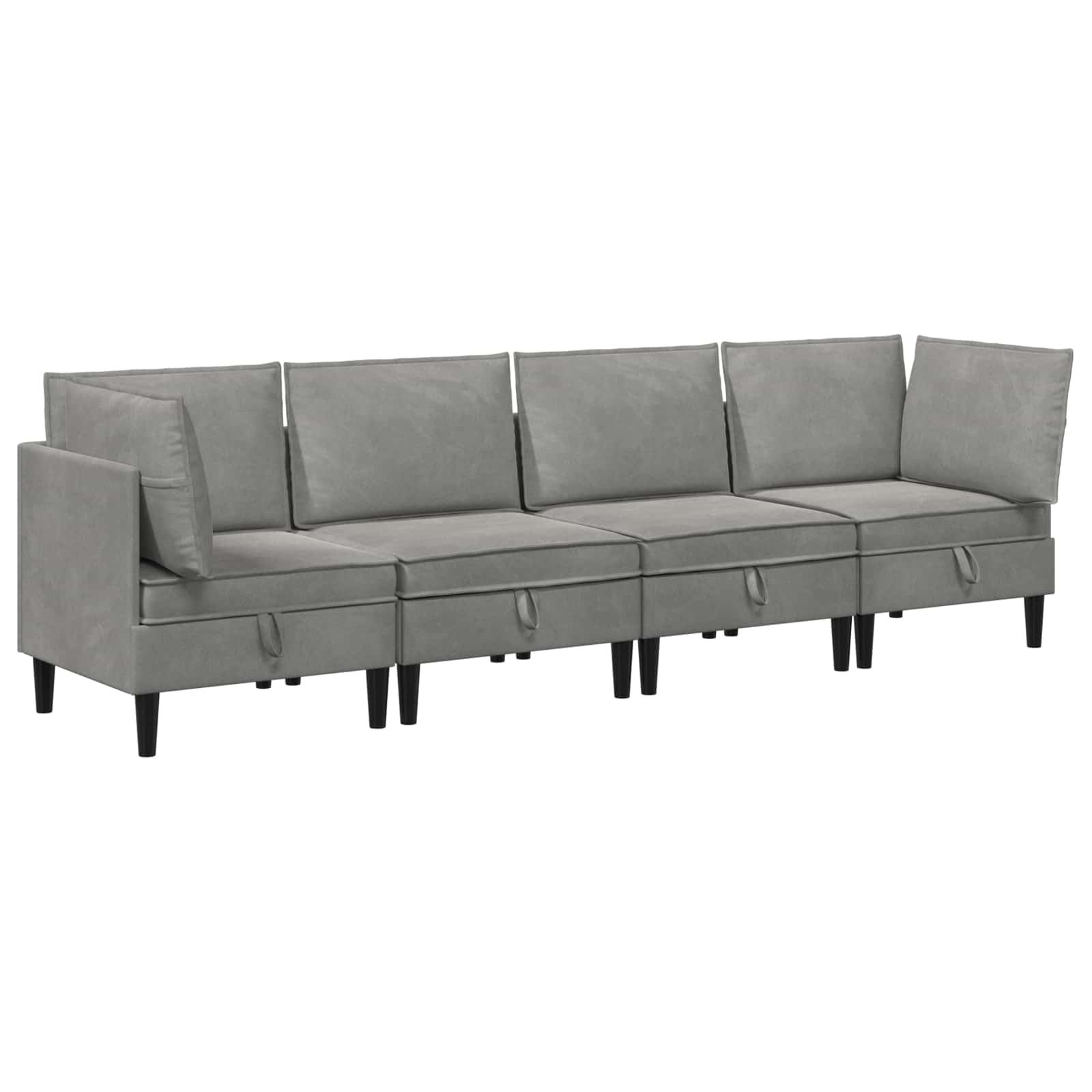 vidaXL Wohnzimmergarnitur mit Kissen mit Speicher 4 pcs Hellgrau Samt
