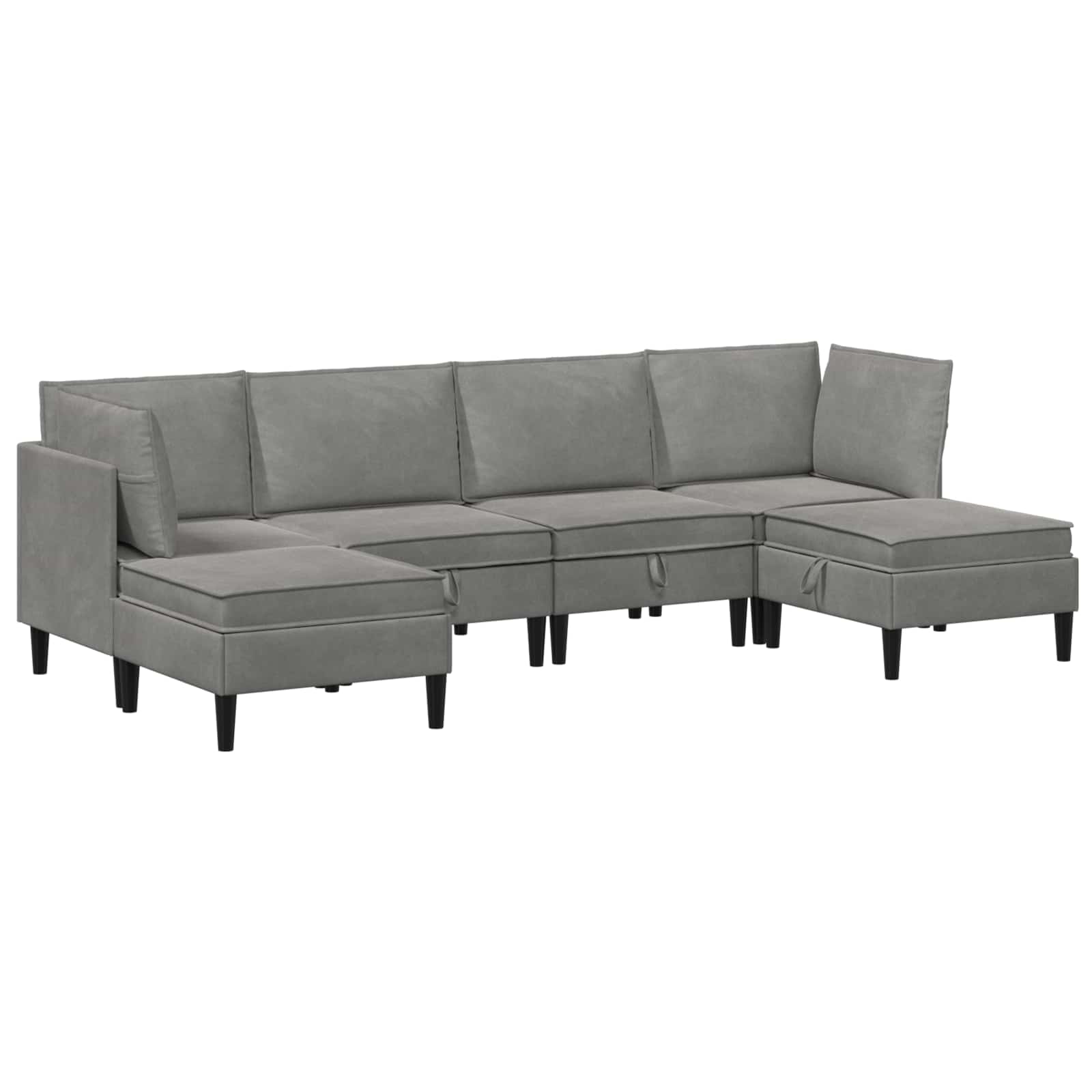 vidaXL Wohnzimmergarnitur mit Kissen mit Speicher 6 pcs Hellgrau Samt