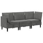 vidaXL Wohnzimmergarnitur mit Kissen 3 pcs Dunkelgrau Samt