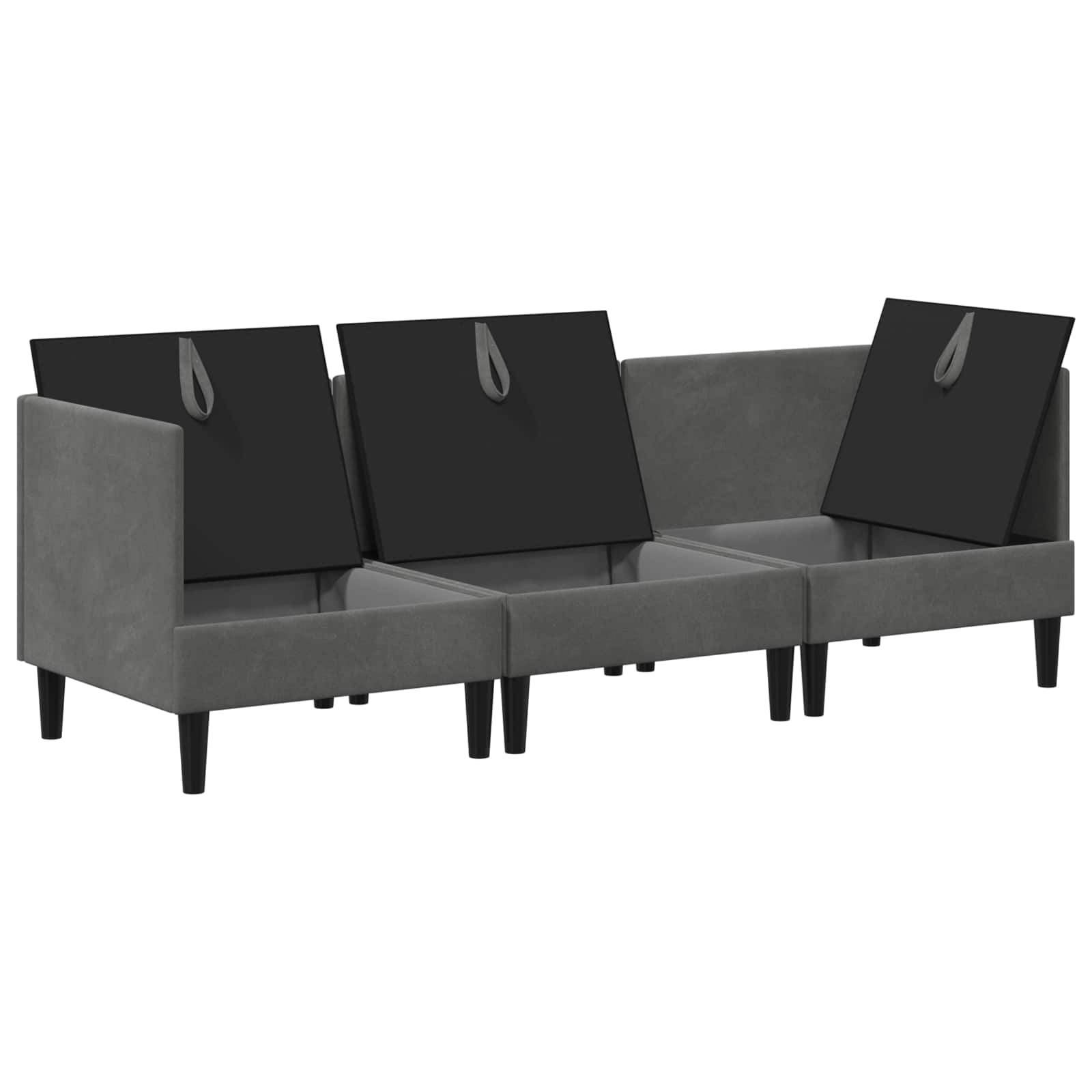 vidaXL Wohnzimmergarnitur mit Kissen 3 pcs Dunkelgrau Samt