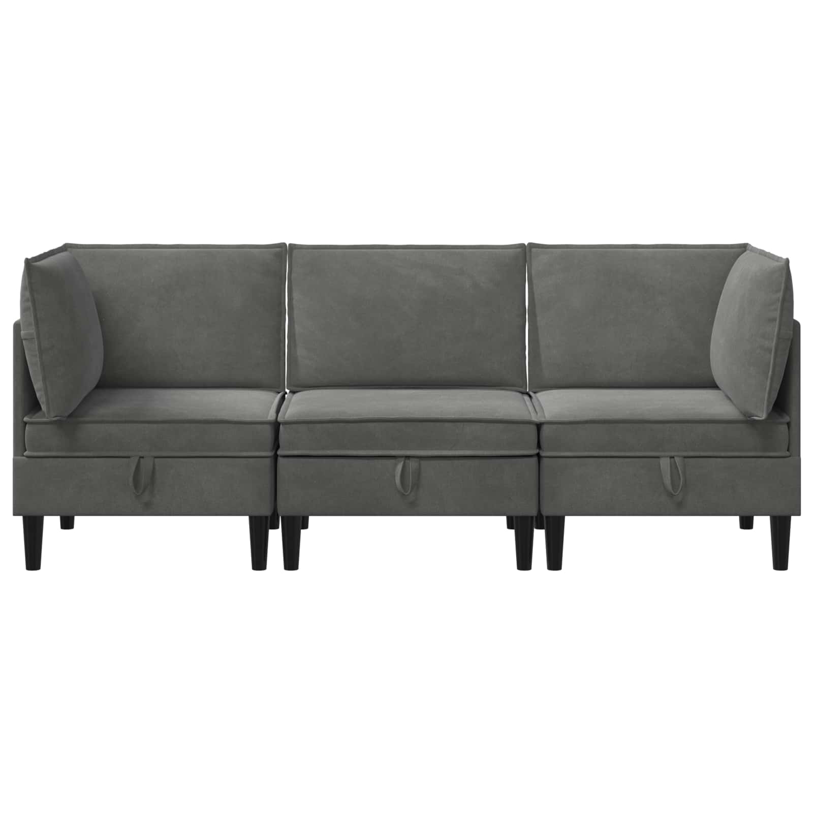 vidaXL Wohnzimmergarnitur mit Kissen 3 pcs Dunkelgrau Samt