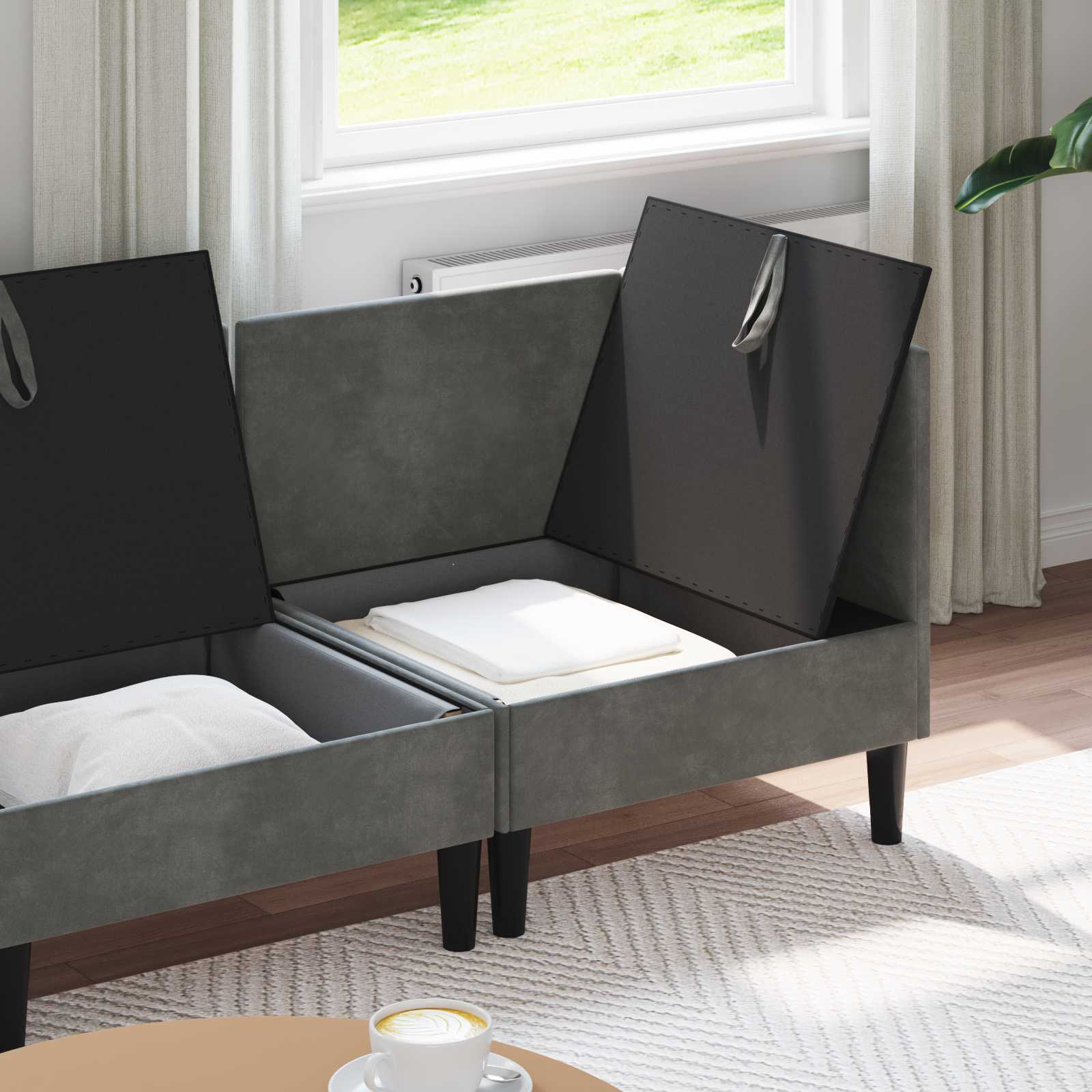 vidaXL Wohnzimmergarnitur mit Kissen 4 pcs Dunkelgrau Samt