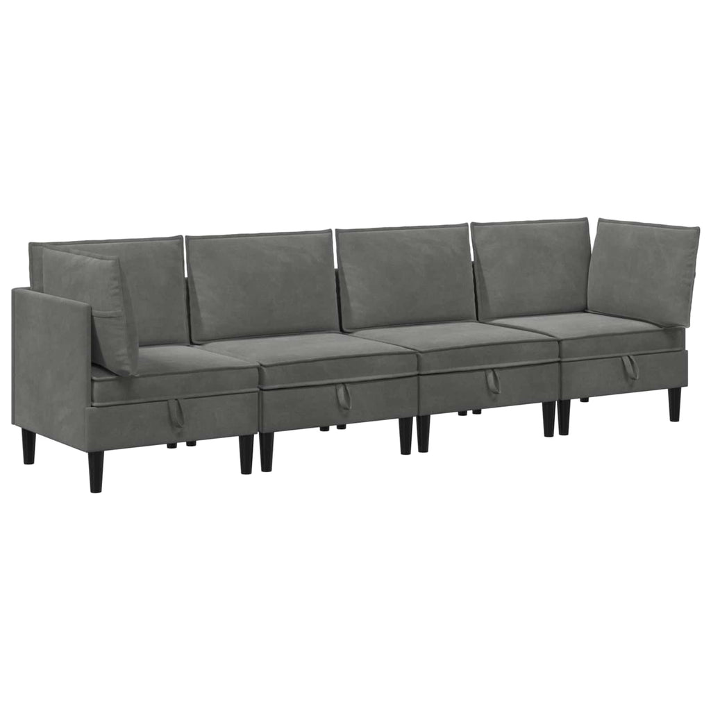 vidaXL Wohnzimmergarnitur mit Kissen 4 pcs Dunkelgrau Samt