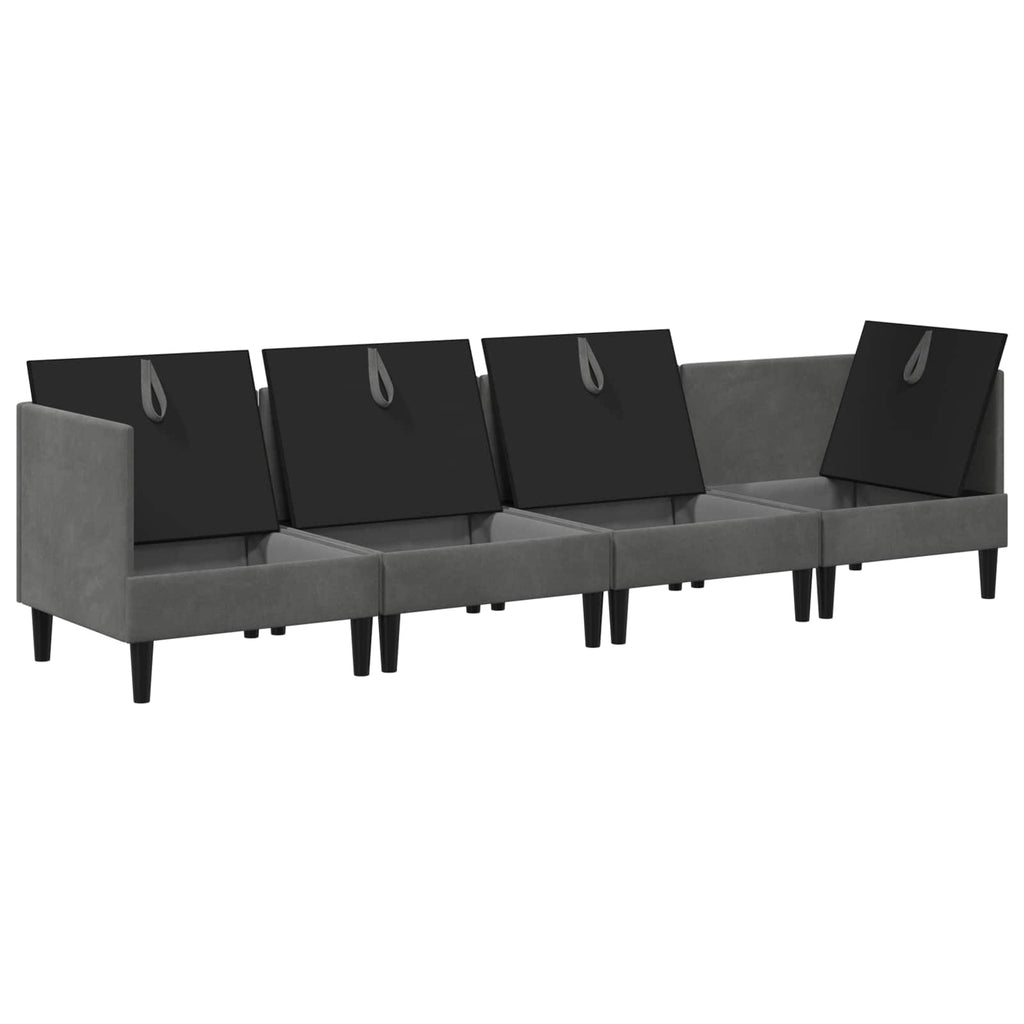 vidaXL Wohnzimmergarnitur mit Kissen 4 pcs Dunkelgrau Samt