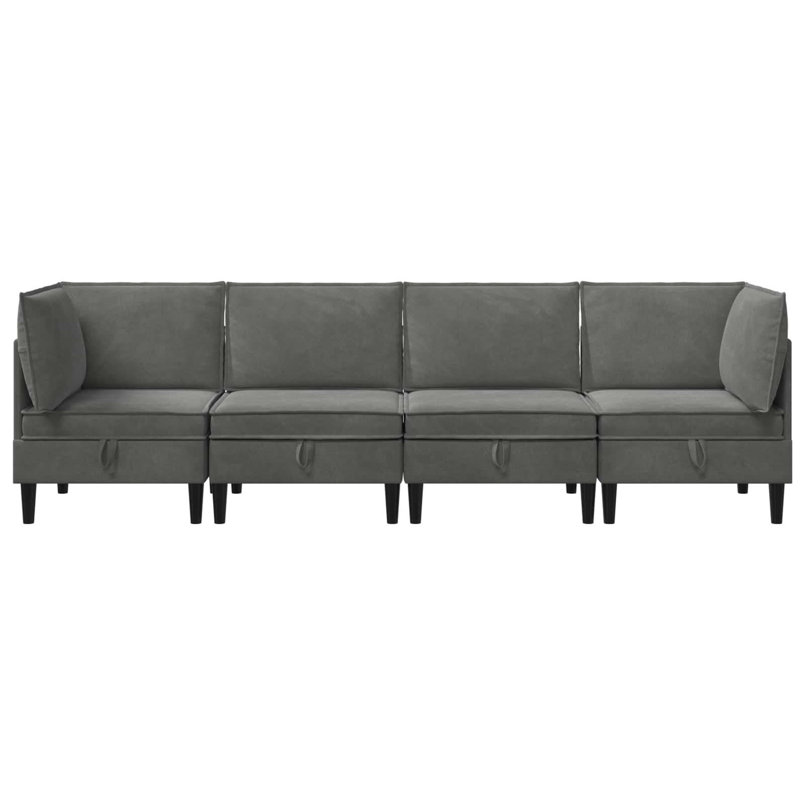 vidaXL Wohnzimmergarnitur mit Kissen 4 pcs Dunkelgrau Samt