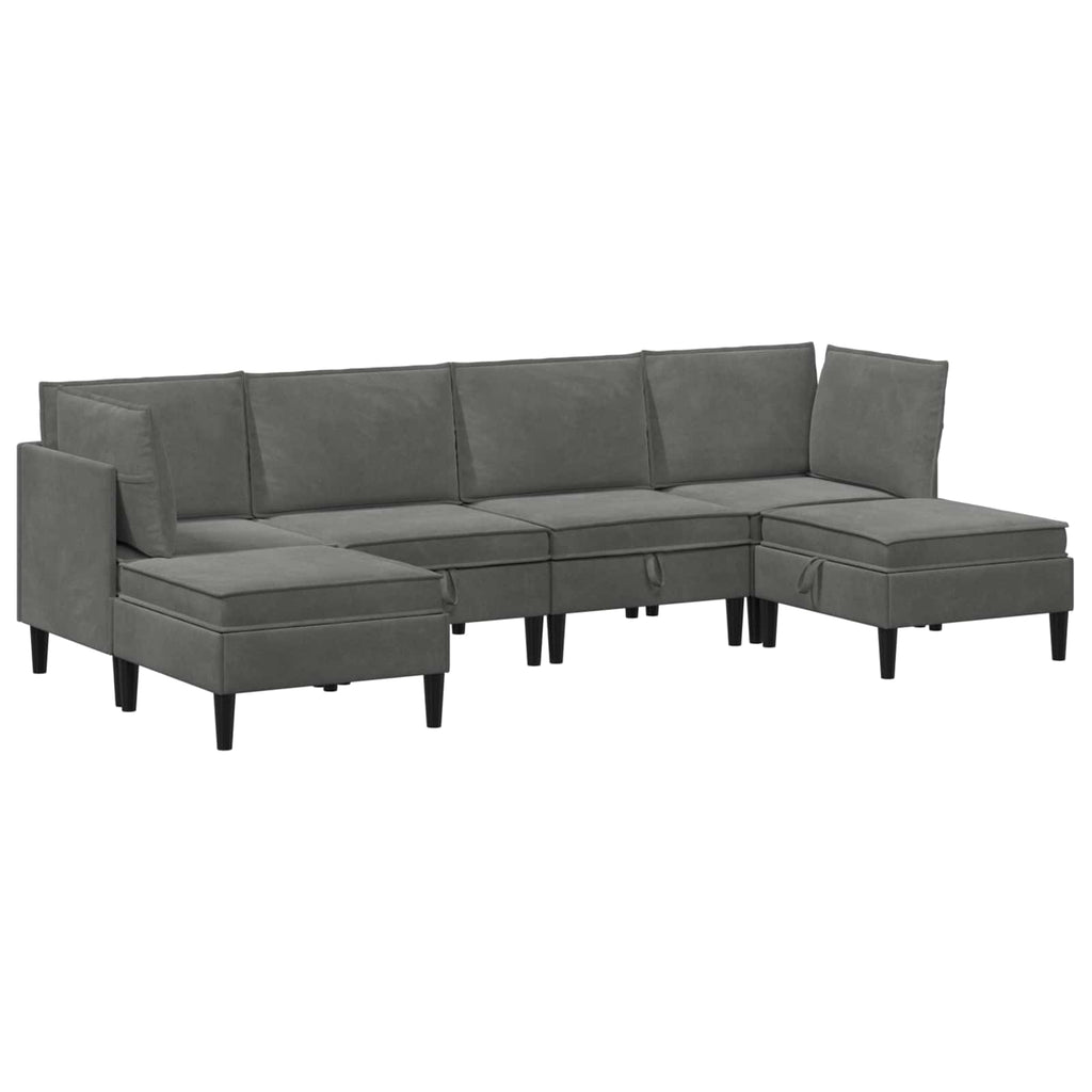 vidaXL Wohnzimmergarnitur mit Kissen 6 pcs Dunkelgrau Samt