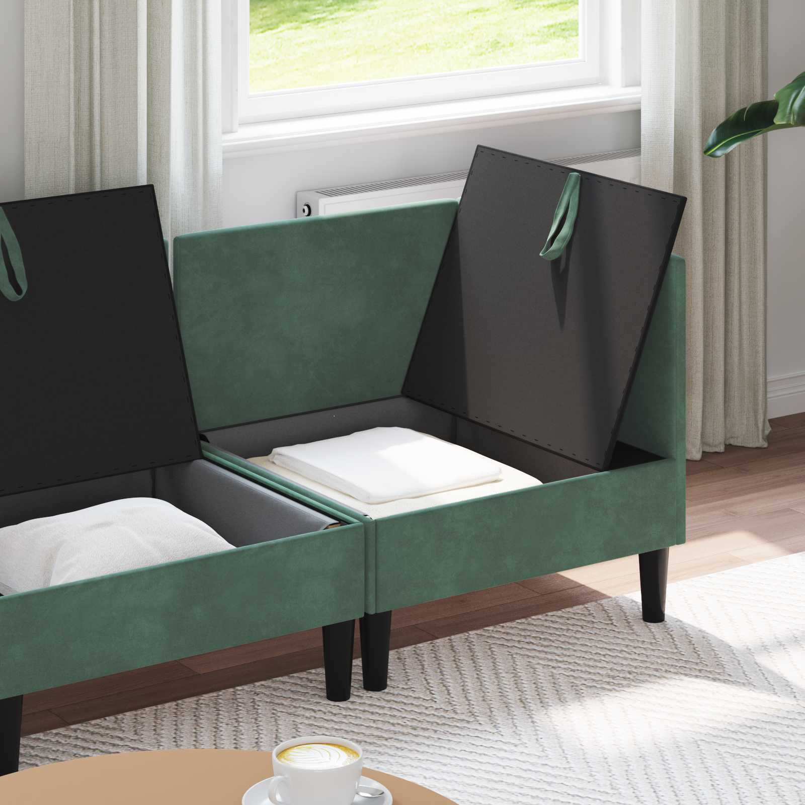 vidaXL Wohnzimmergarnitur mit Kissen mit Speicher 3 pcs Meergrün Samt