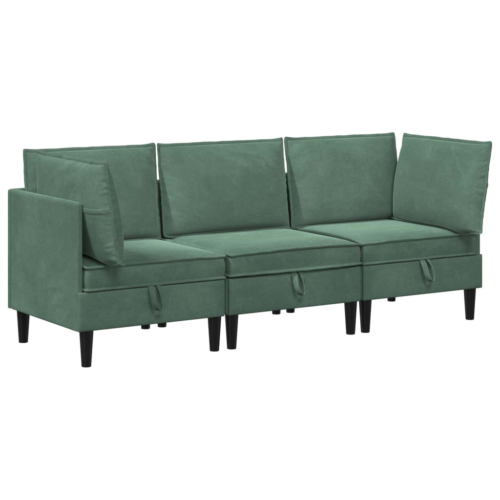 vidaXL Wohnzimmergarnitur mit Kissen mit Speicher 3 pcs Meergrün Samt
