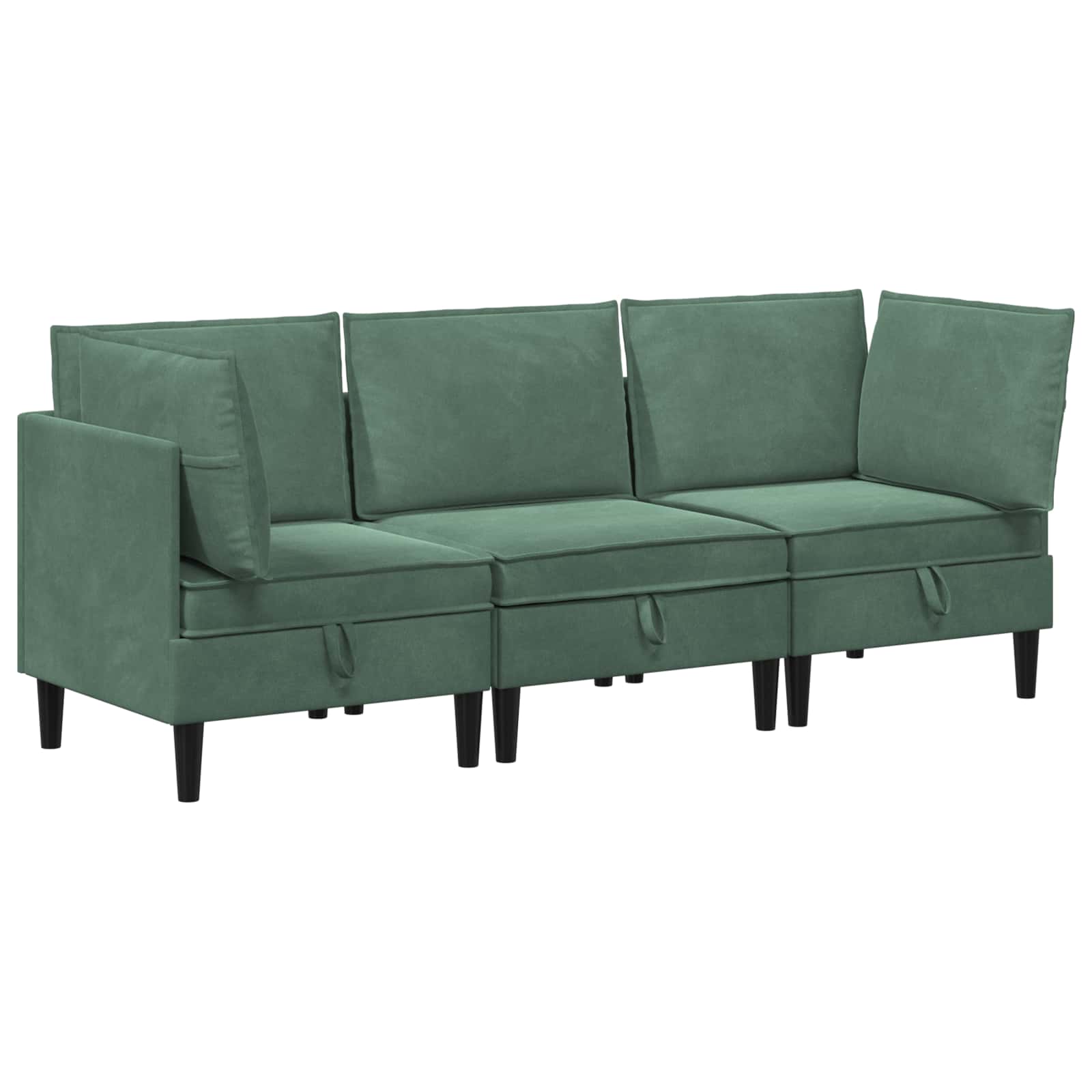 vidaXL Wohnzimmergarnitur mit Kissen mit Speicher 3 pcs Meergrün Samt