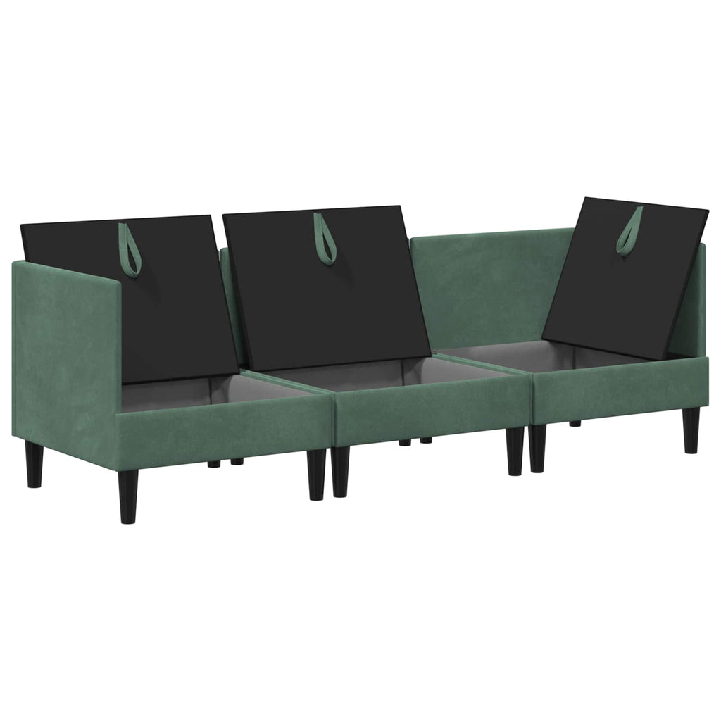 vidaXL Wohnzimmergarnitur mit Kissen mit Speicher 3 pcs Meergrün Samt