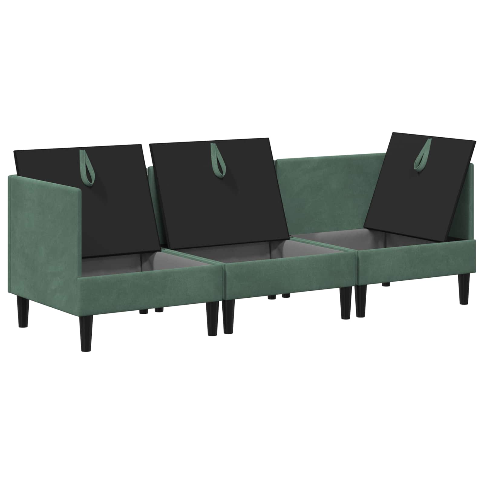 vidaXL Wohnzimmergarnitur mit Kissen mit Speicher 3 pcs Meergrün Samt