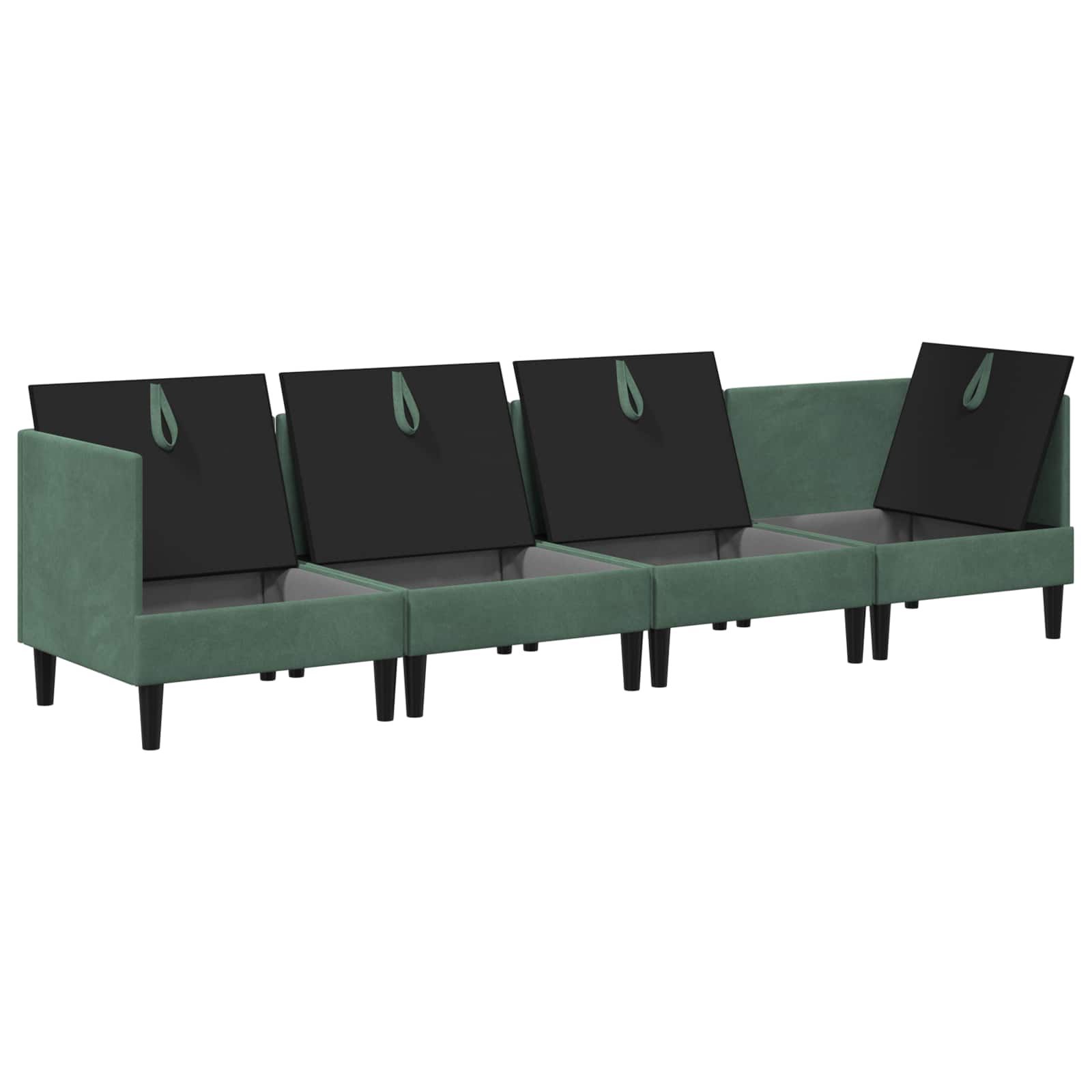 vidaXL Wohnzimmergarnitur mit Kissen mit Speicher 4 pcs Meergrün Samt