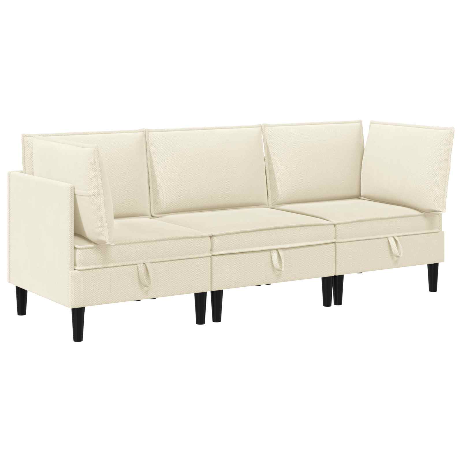 vidaXL Wohnzimmergarnitur 3 pcs Creme Stoff