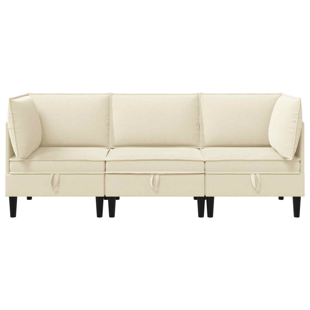 vidaXL Wohnzimmergarnitur 3 pcs Creme Stoff