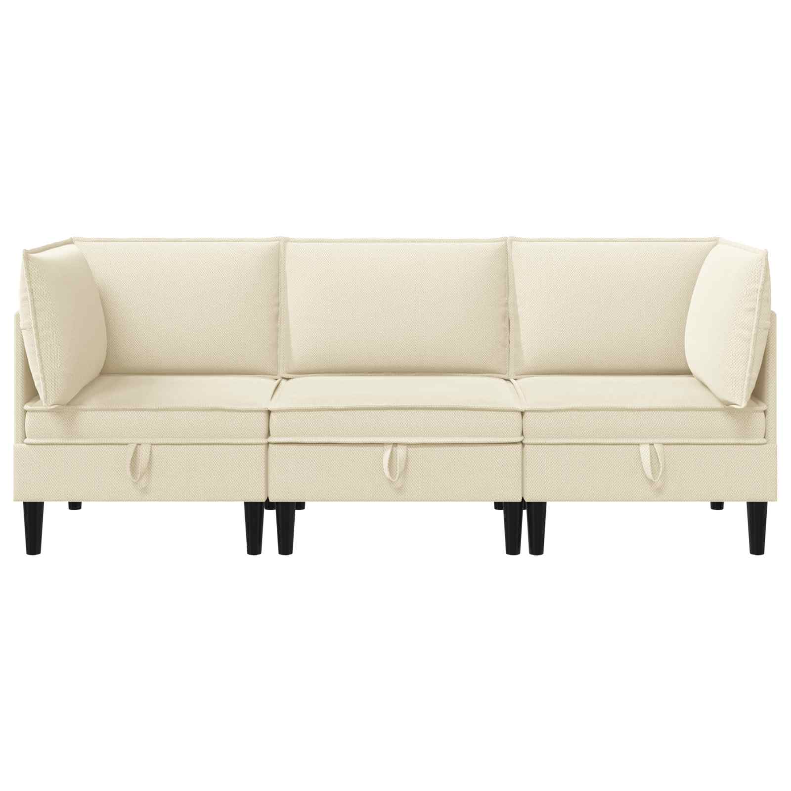 vidaXL Wohnzimmergarnitur 3 pcs Creme Stoff
