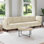 vidaXL Wohnzimmergarnitur 4 pcs Creme Stoff