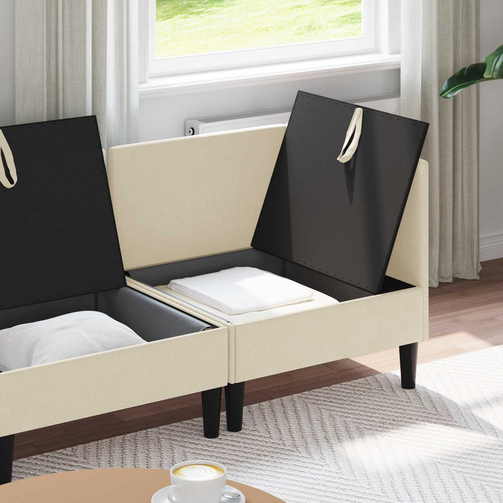 vidaXL Wohnzimmergarnitur 4 pcs Creme Stoff