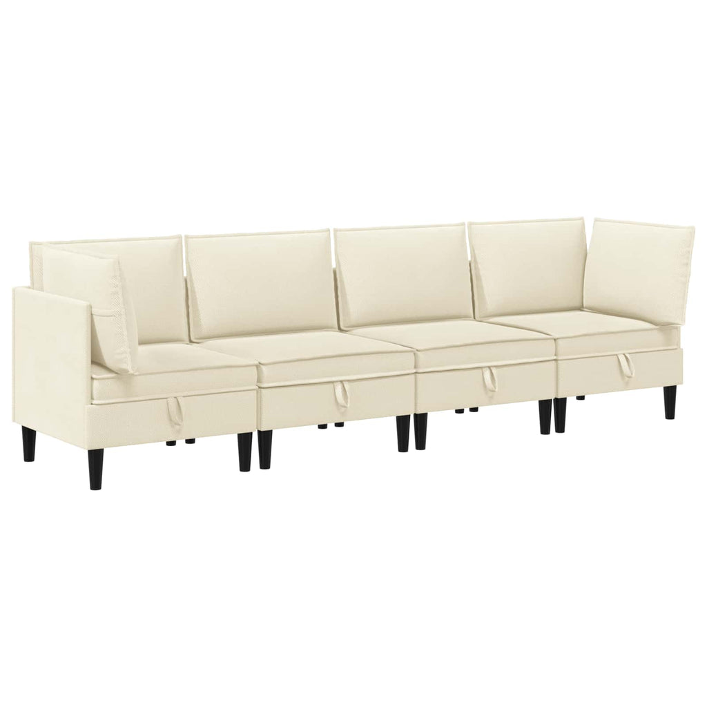 vidaXL Wohnzimmergarnitur 4 pcs Creme Stoff