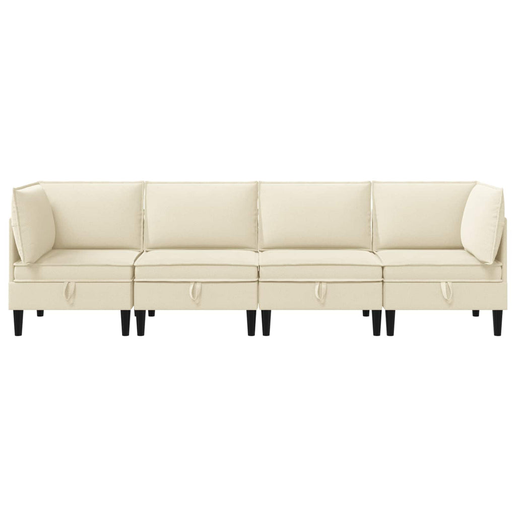 vidaXL Wohnzimmergarnitur 4 pcs Creme Stoff