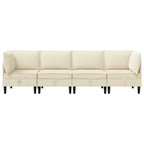 vidaXL Wohnzimmergarnitur 4 pcs Creme Stoff