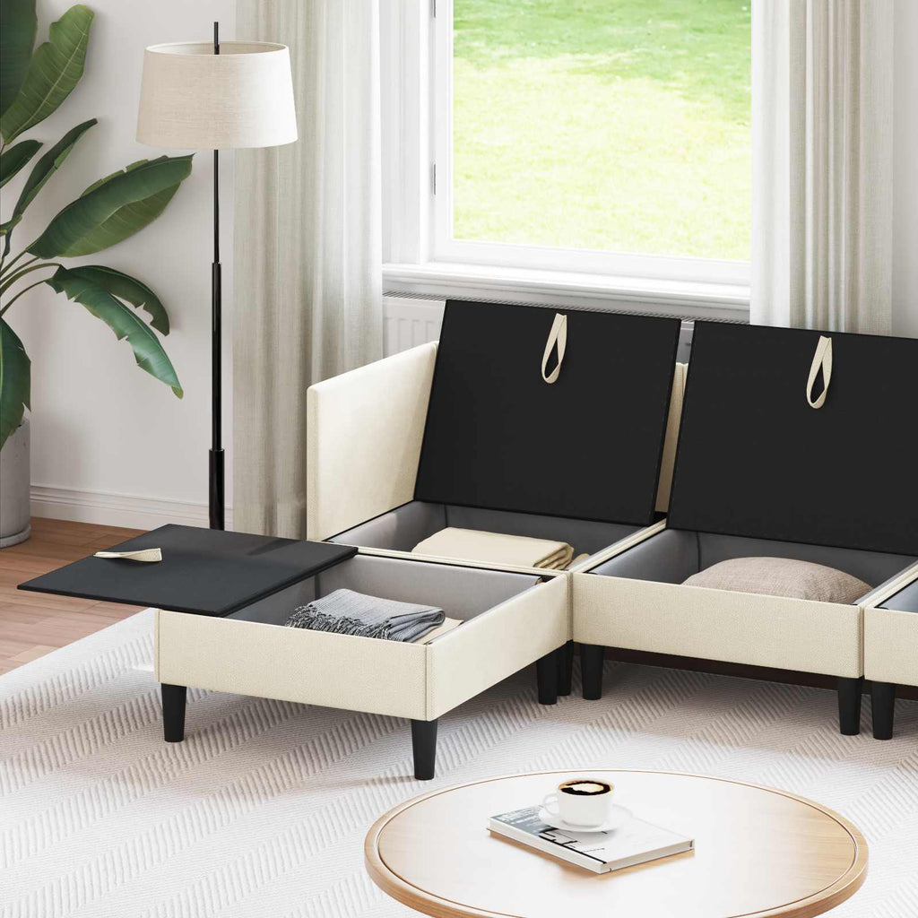 vidaXL Wohnzimmergarnitur 5 pcs Creme Stoff