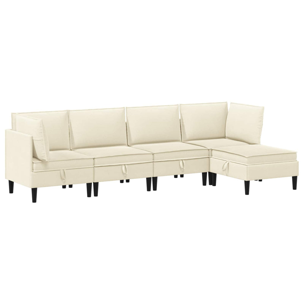 vidaXL Wohnzimmergarnitur 5 pcs Creme Stoff