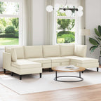 vidaXL Wohnzimmergarnitur 6 pcs Creme Stoff