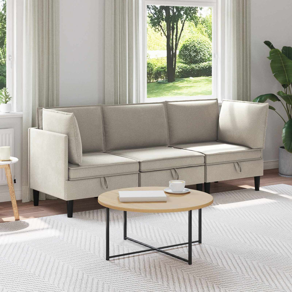 vidaXL Wohnzimmergarnitur 3 pcs Hafer Stoff