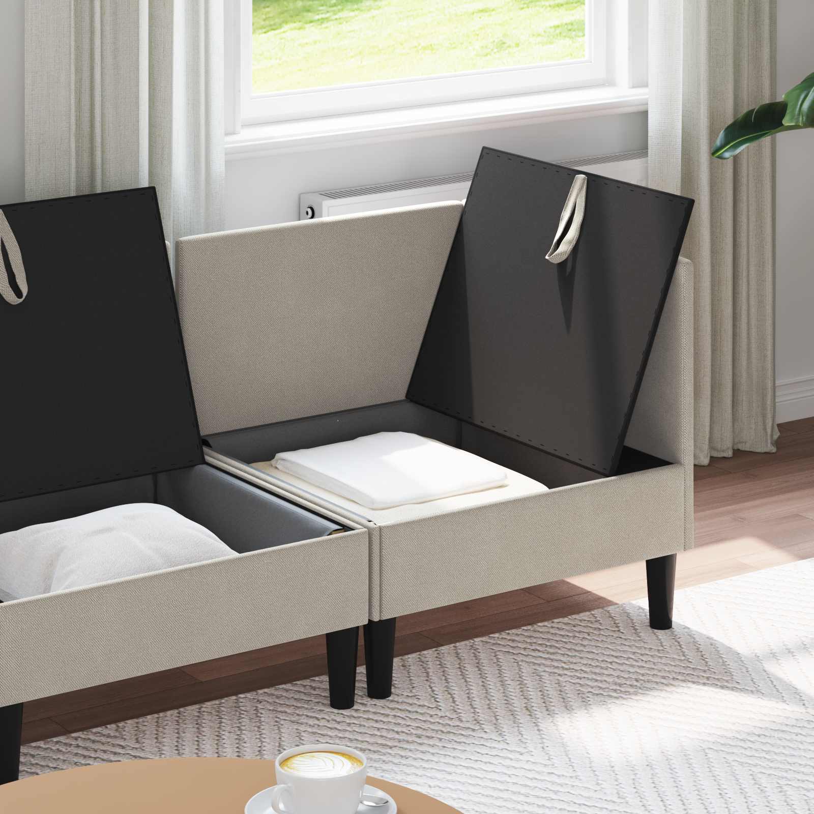 vidaXL Wohnzimmergarnitur 3 pcs Hafer Stoff