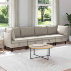 vidaXL Wohnzimmergarnitur 4 pcs Hafer Stoff