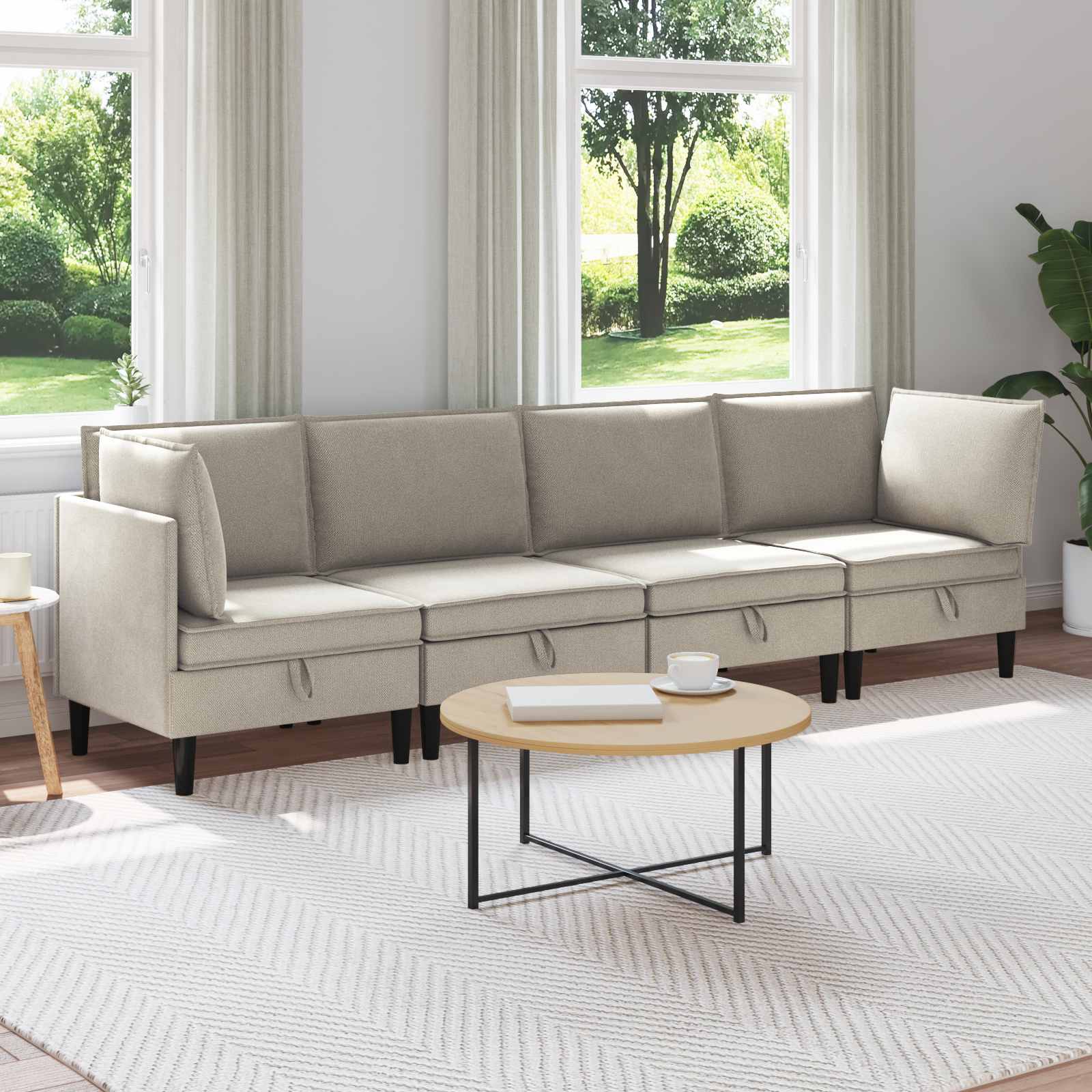 vidaXL Wohnzimmergarnitur 4 pcs Hafer Stoff
