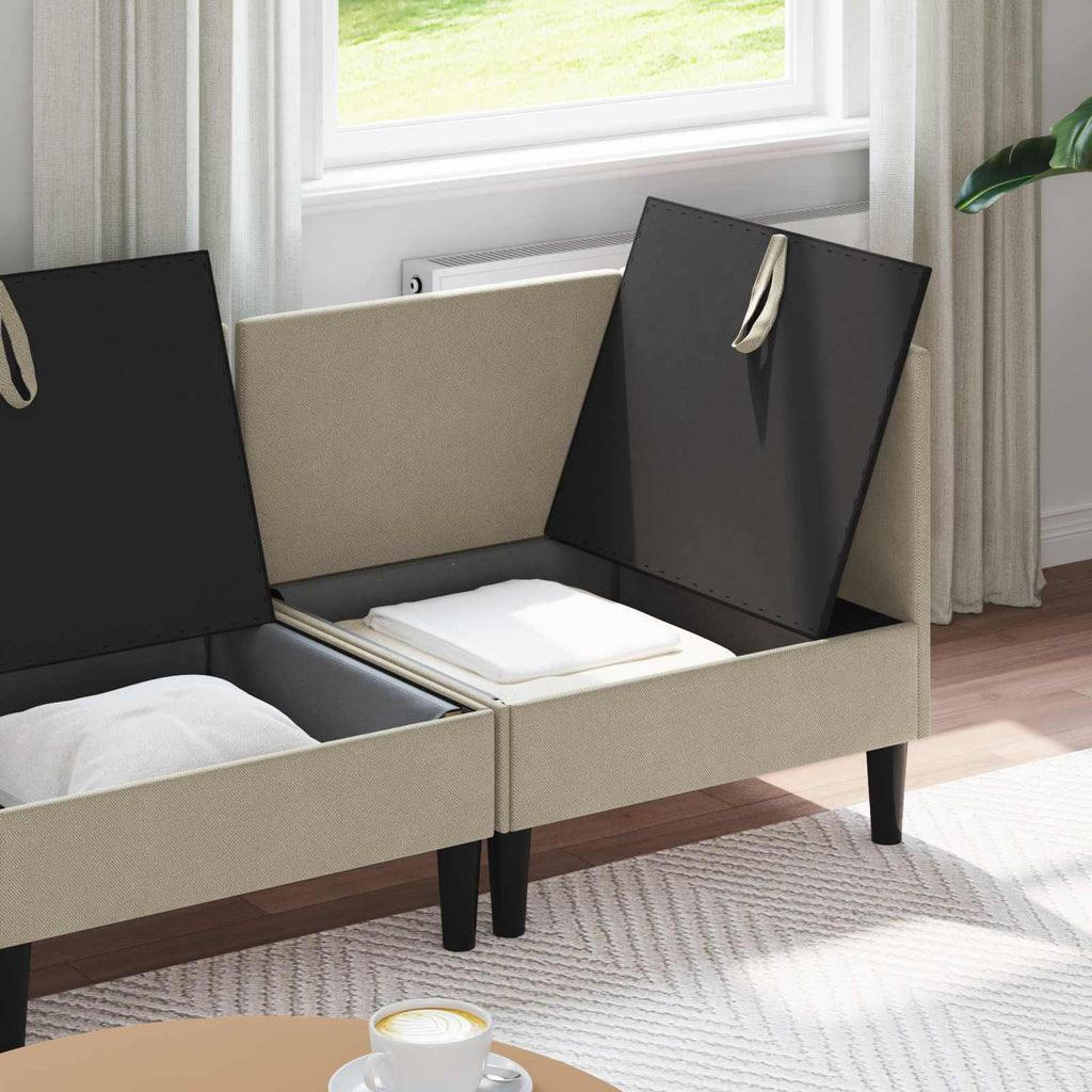 vidaXL Wohnzimmergarnitur 3 pcs Sand Stoff