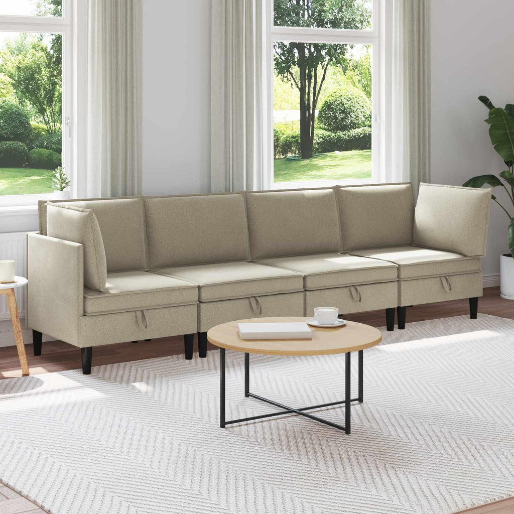 vidaXL Wohnzimmergarnitur 4 pcs Sand Stoff