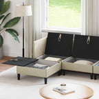 vidaXL Wohnzimmergarnitur 6 pcs Sand Stoff