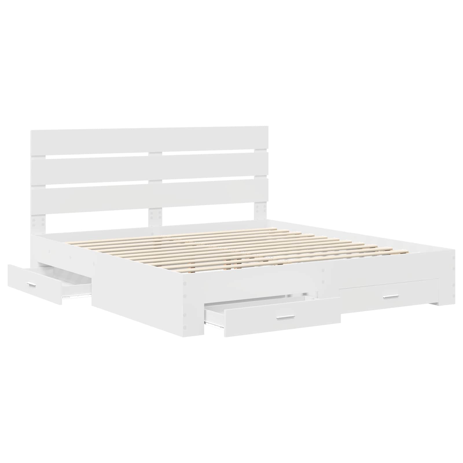 vidaXL Bettrahmen mit Schubladen Weiß 200 x 200 cm Holzwerkstoff